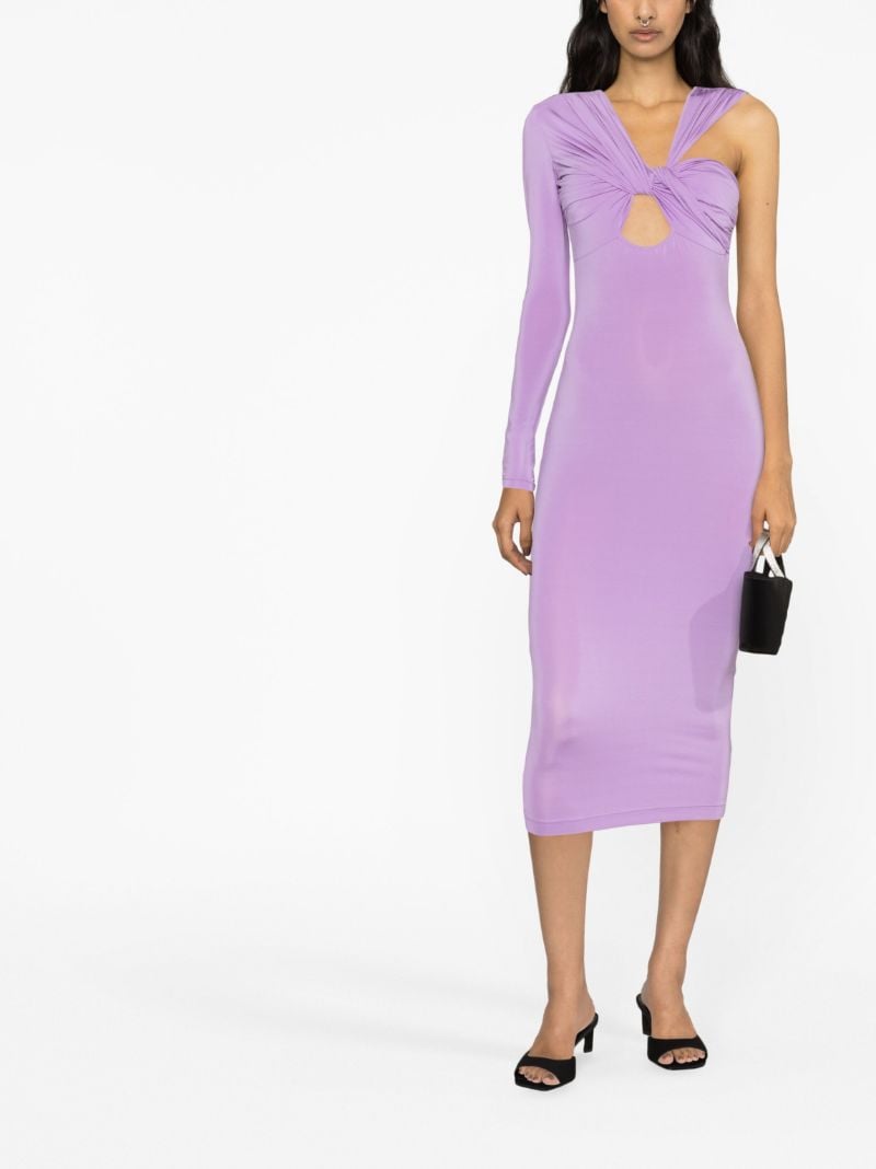 Purple Ruched Midi Dress