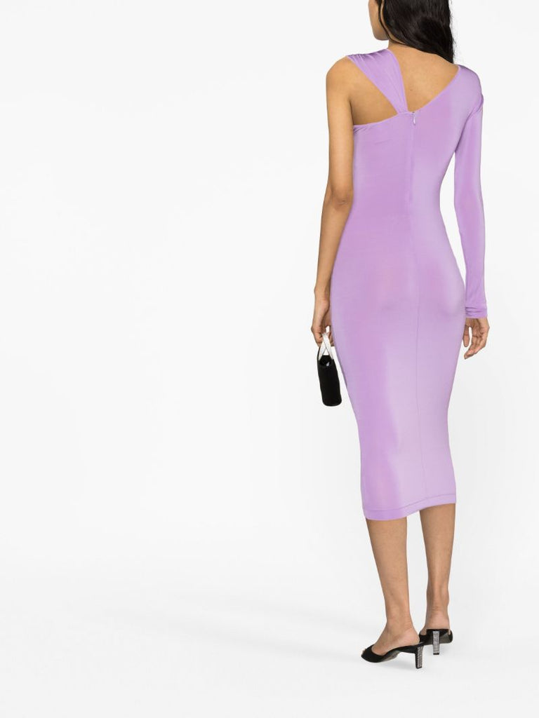 Purple Ruched Midi Dress