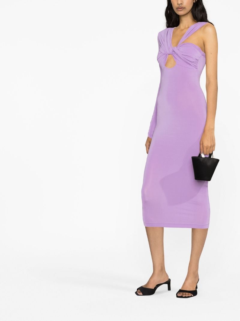 Purple Ruched Midi Dress