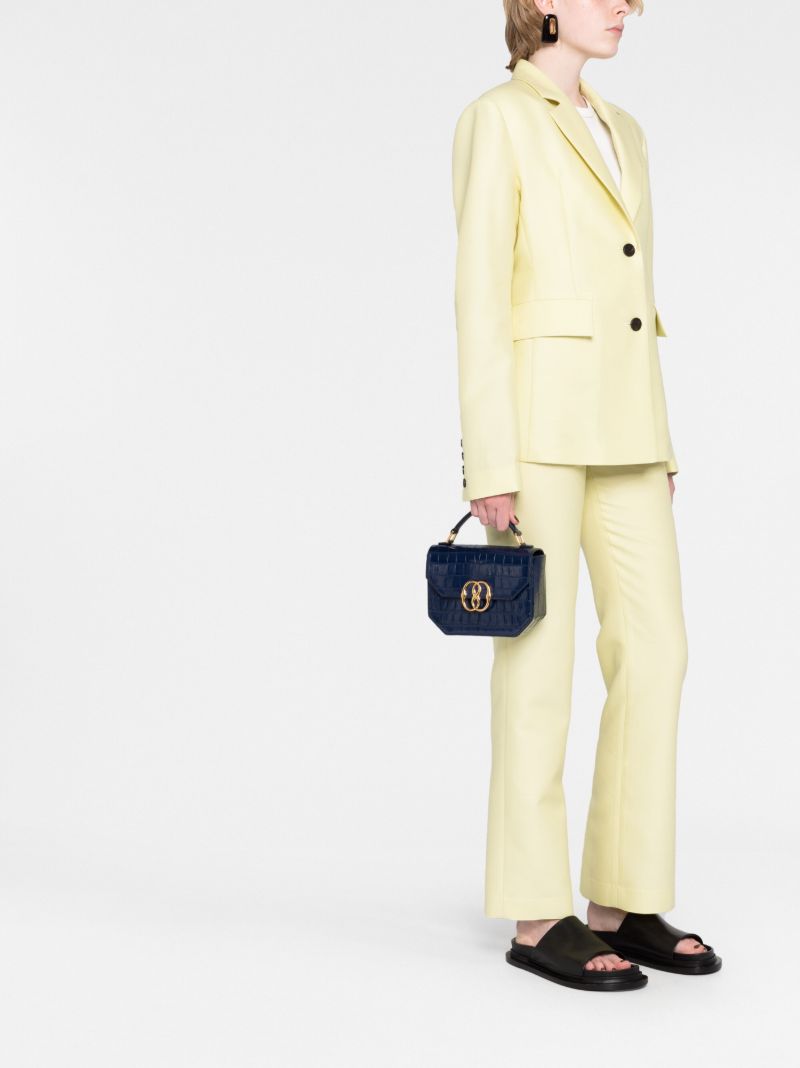 Navy Leather Mock Croc Cross Body Bag