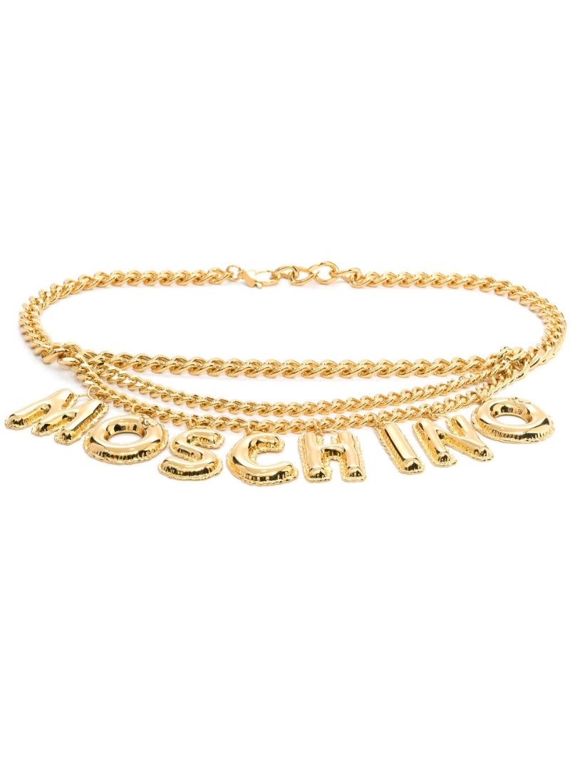 Gold-tone Inflatable Lettering Chain Belt