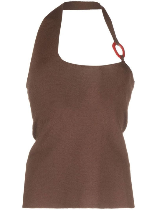 Brown Aude Asymmetrical Tank Top