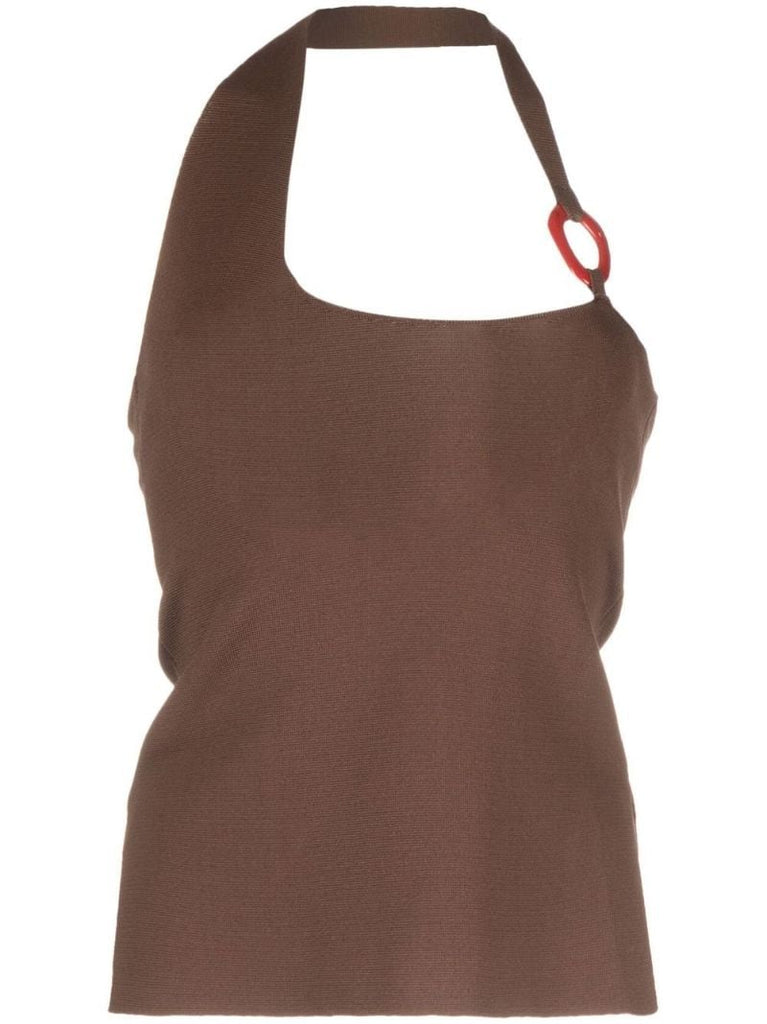 Brown Aude Asymmetrical Tank Top