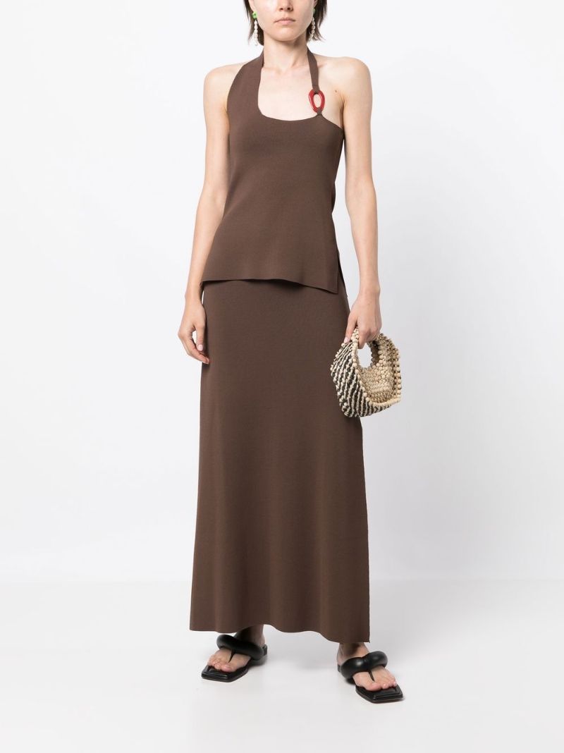 Brown Aude Asymmetrical Tank Top