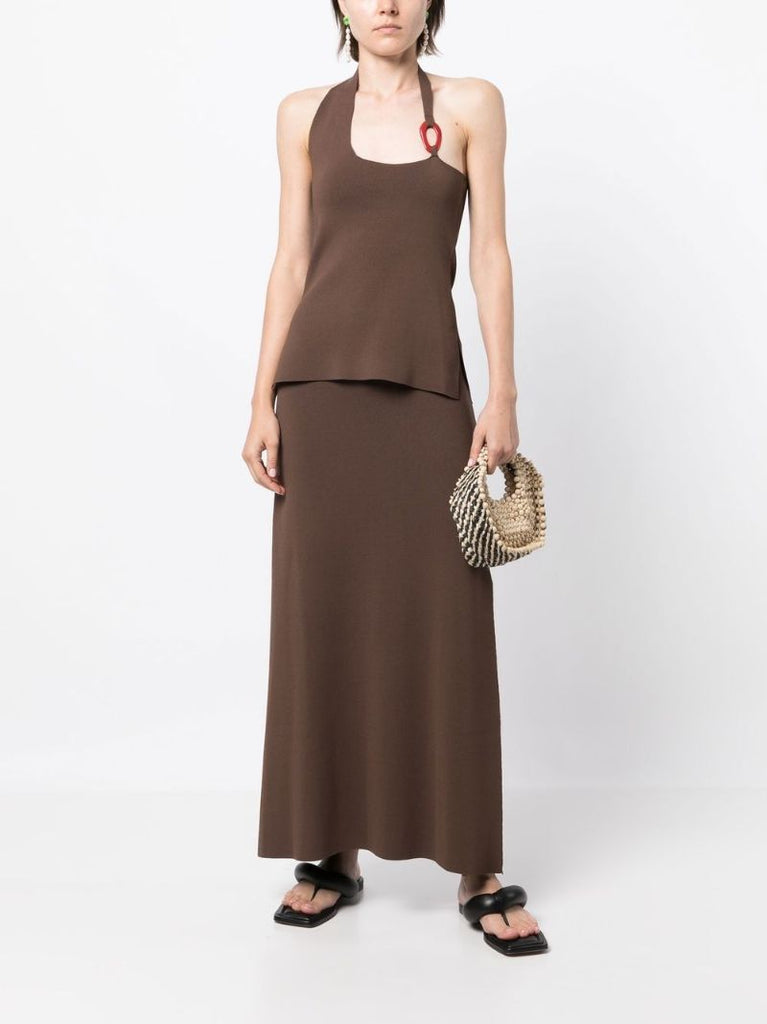 Brown Aude Asymmetrical Tank Top