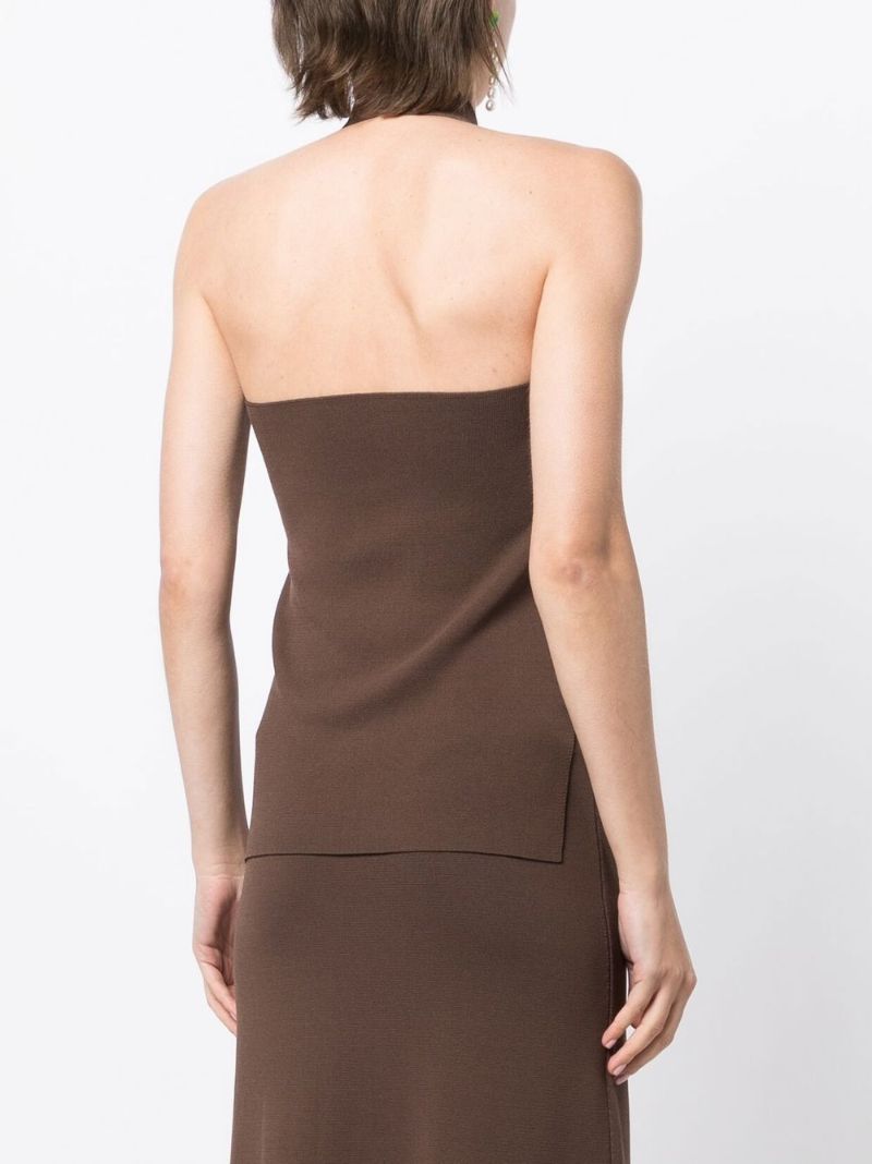 Brown Aude Asymmetrical Tank Top