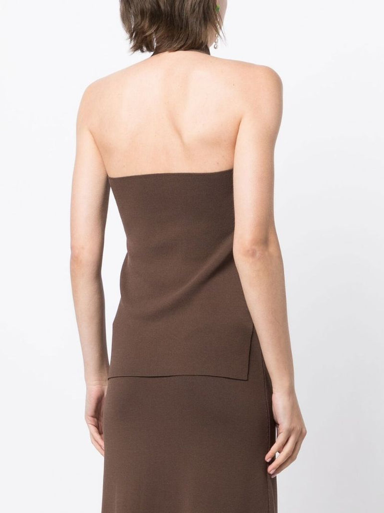 Brown Aude Asymmetrical Tank Top