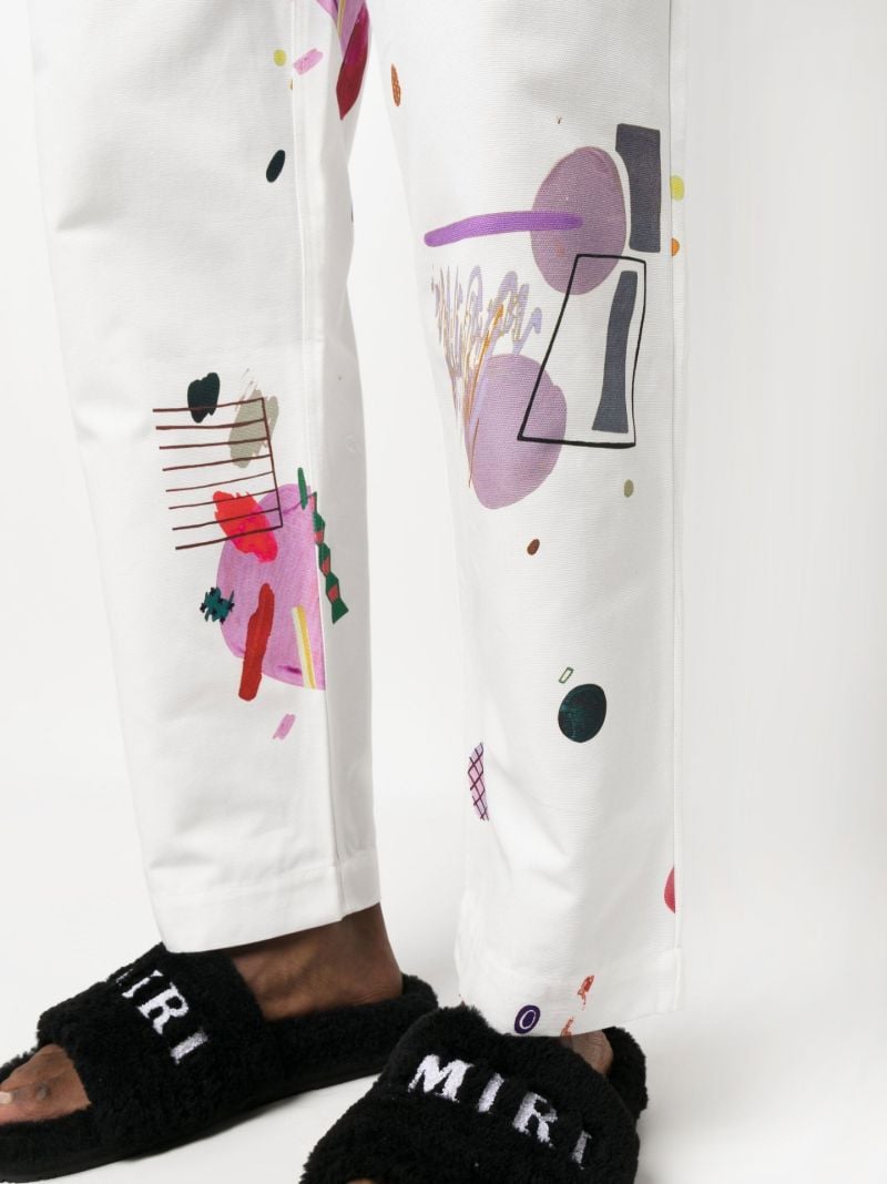 White Graphic Print Trousers