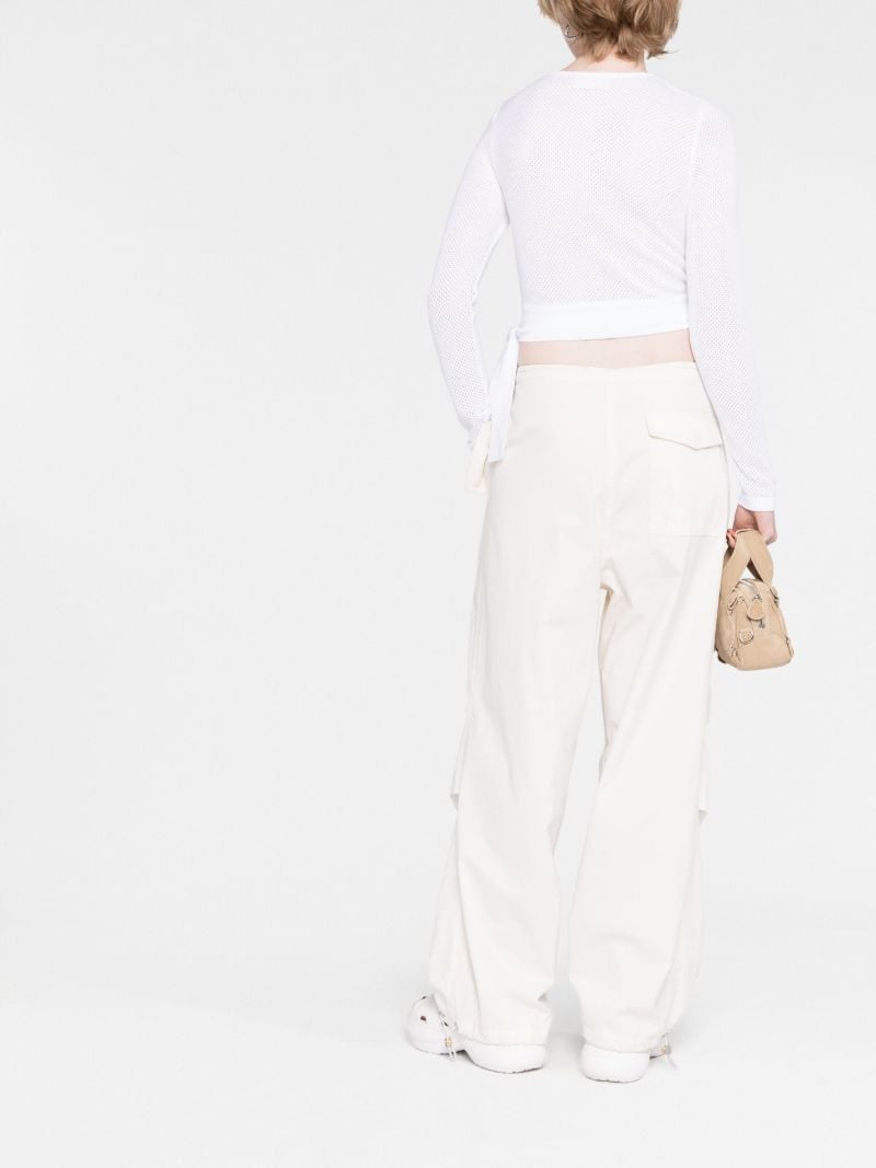 White Open-knit Wrap Cardigan