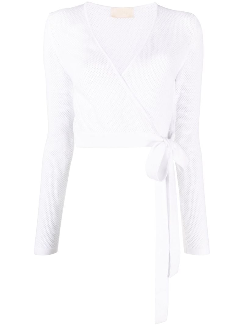 White Open-knit Wrap Cardigan