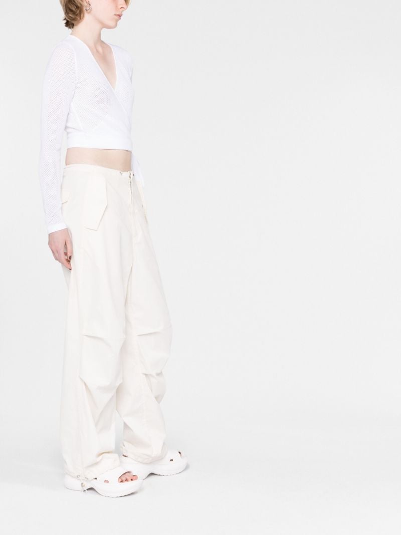 White Open-knit Wrap Cardigan