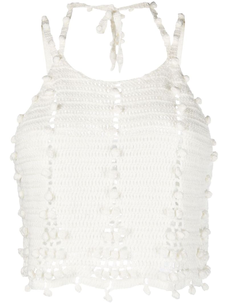White Mirani Halterneck Crochet Top