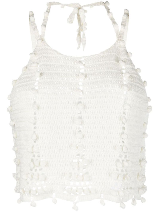 White Mirani Halterneck Crochet Top
