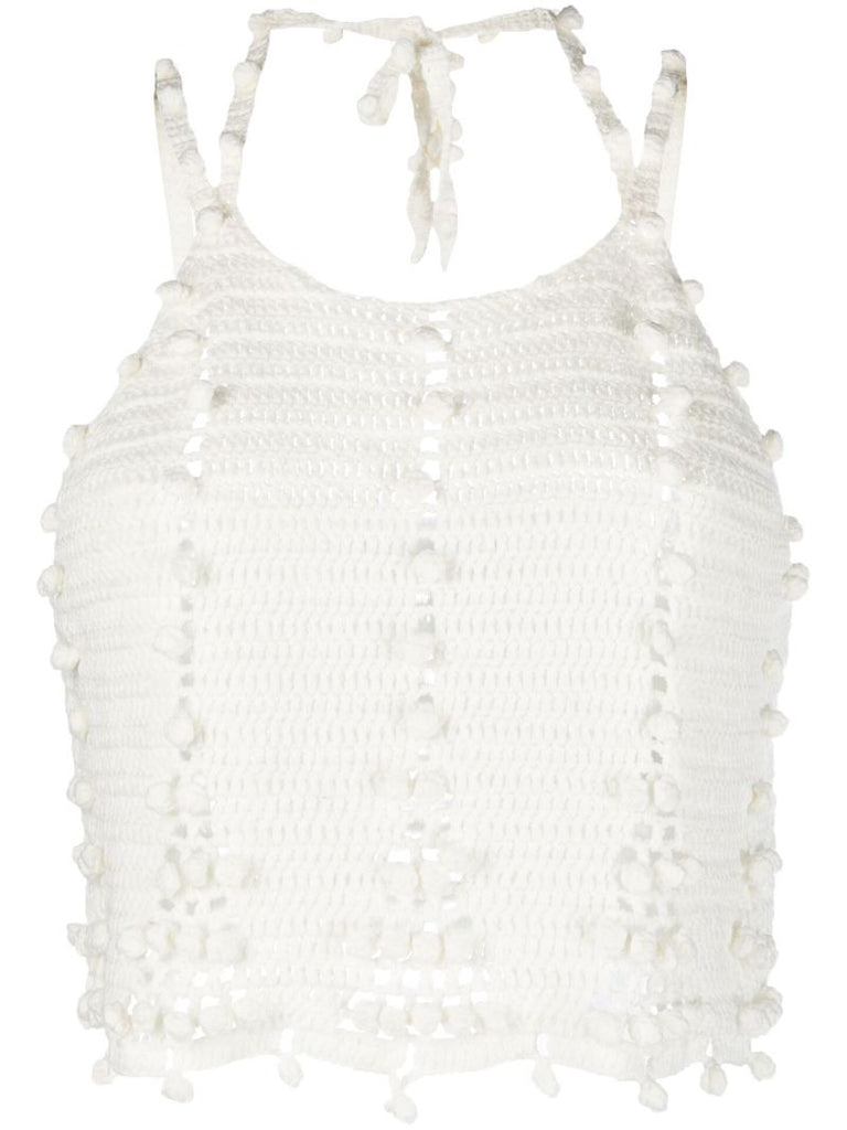 White Mirani Halterneck Crochet Top