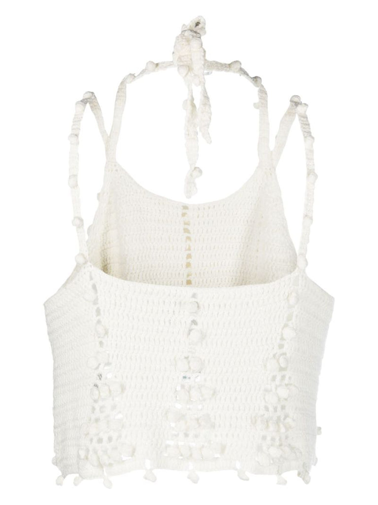 White Mirani Halterneck Crochet Top