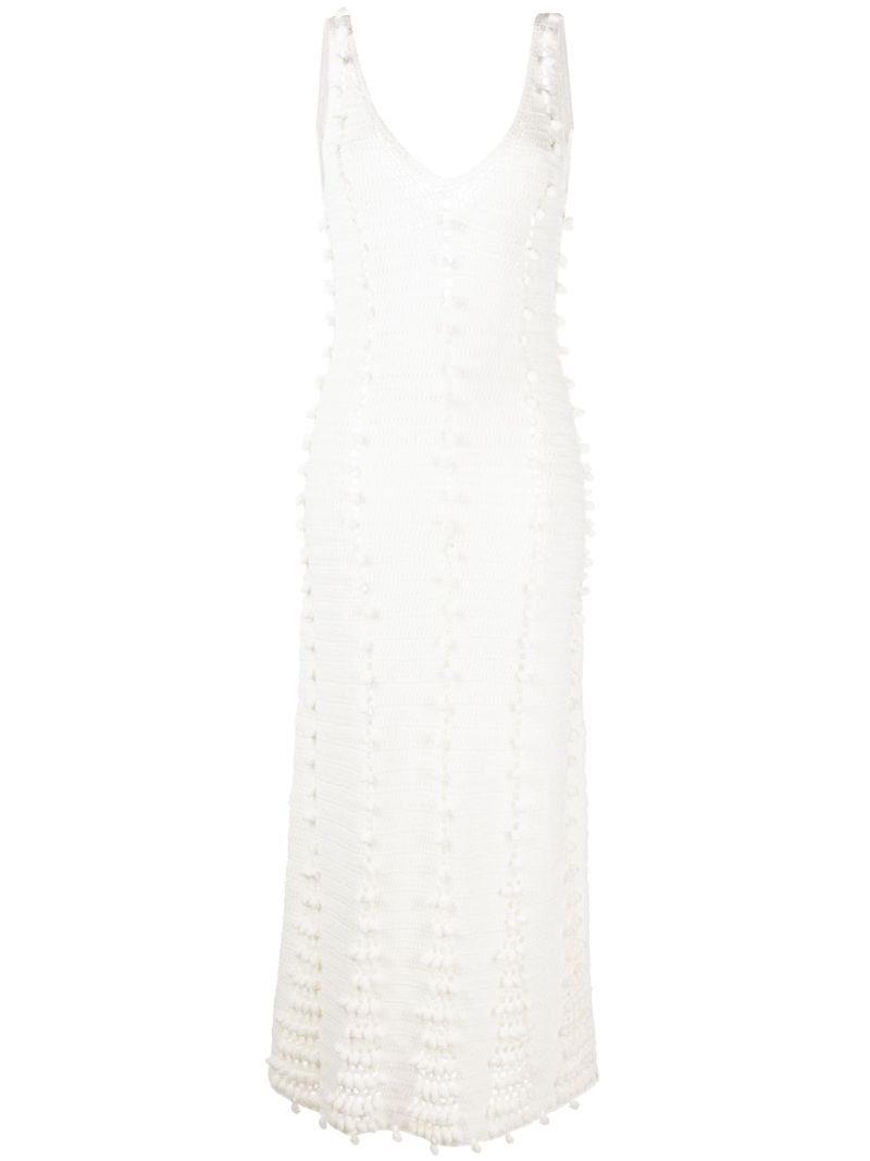White Crochet Knitted Maxi Dress