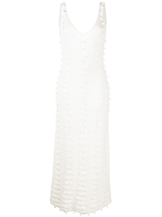 White Crochet Knitted Maxi Dress
