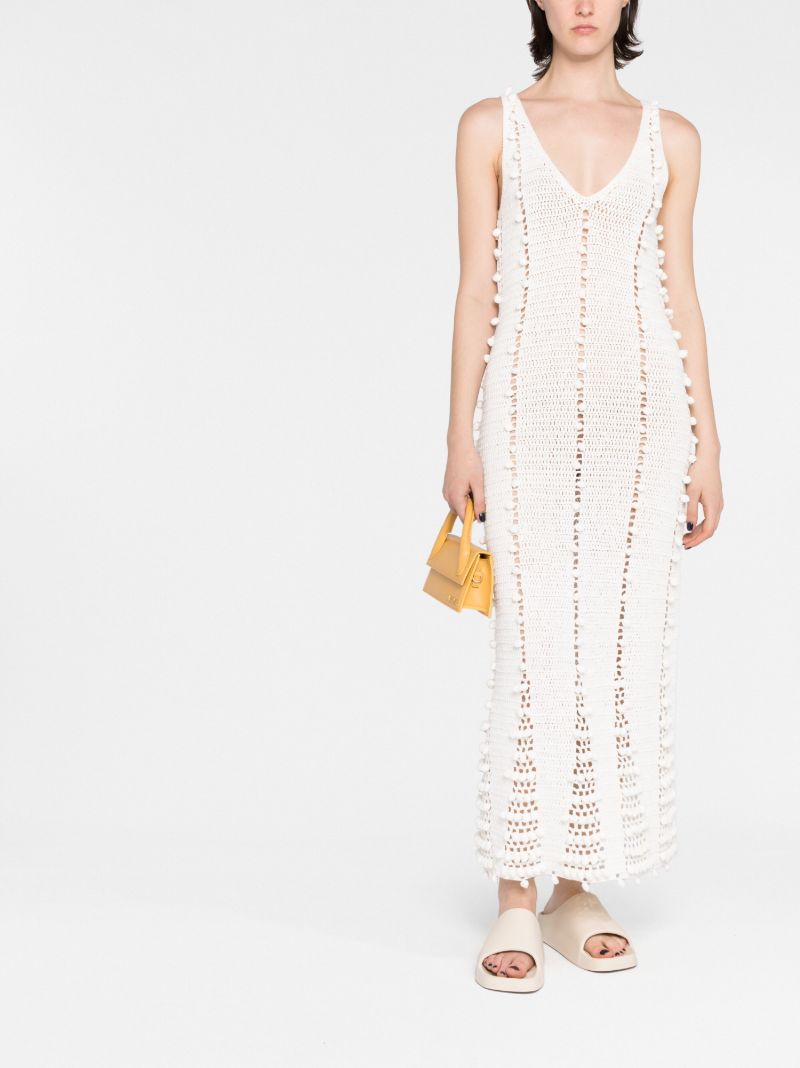 White Crochet Knitted Maxi Dress