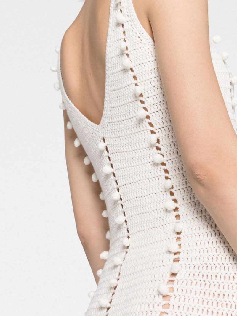White Crochet Knitted Maxi Dress