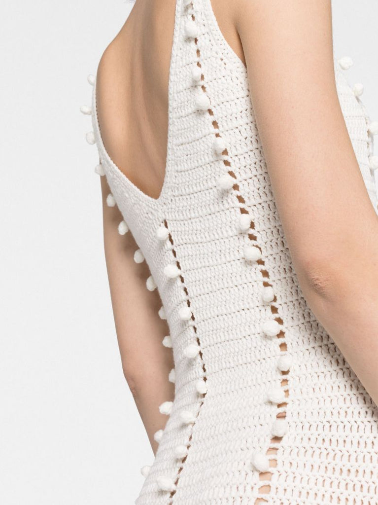 White Crochet Knitted Maxi Dress