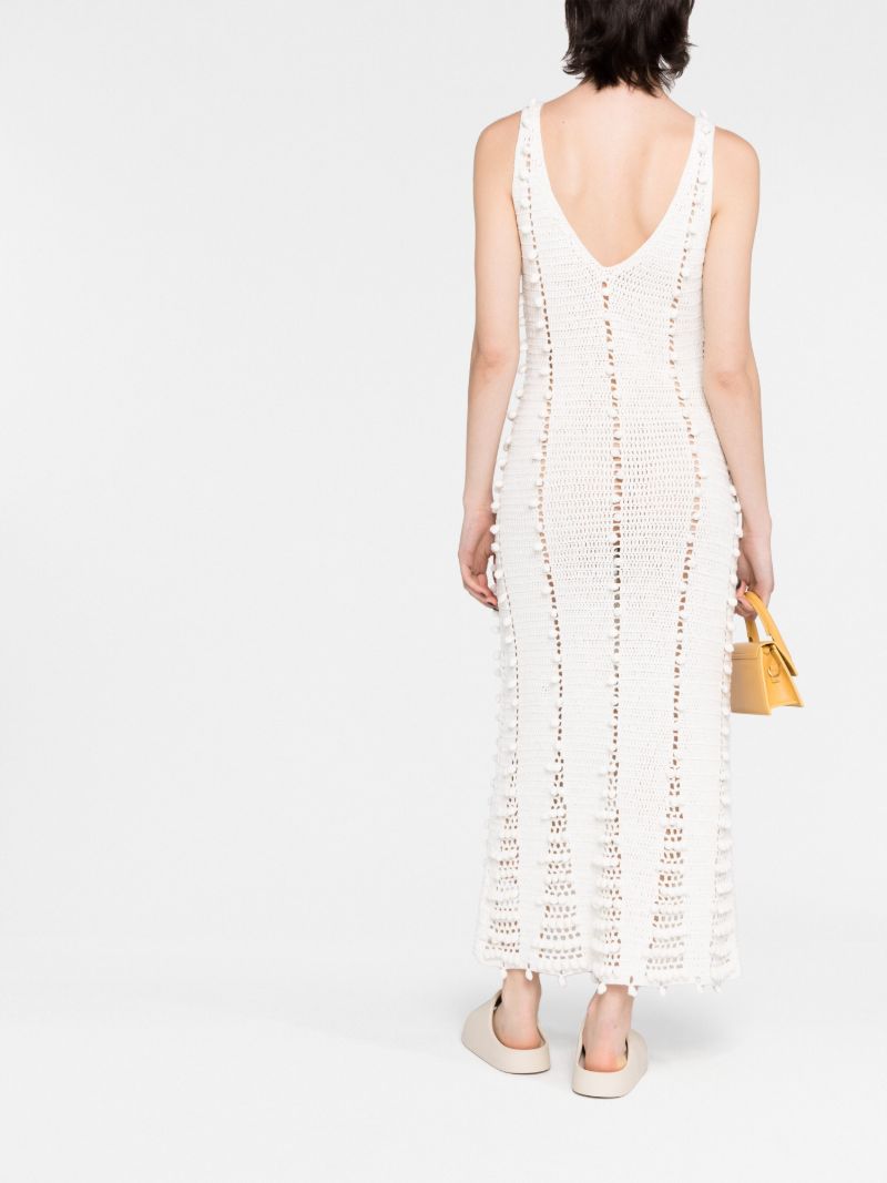 White Crochet Knitted Maxi Dress
