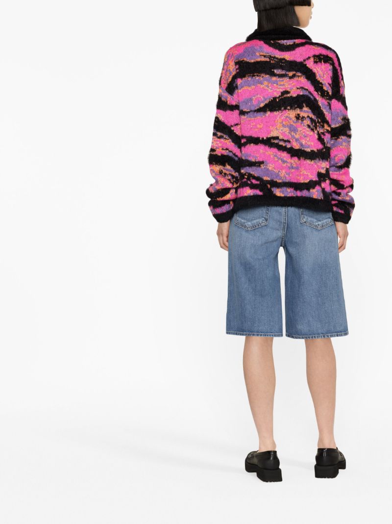Pink Tiger-jacquard Half-zip Sweater