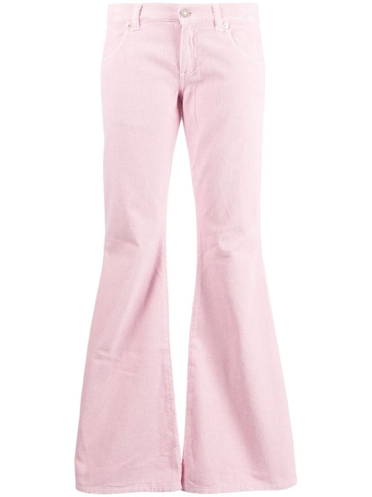 Pink Corduroy Flared Trousers