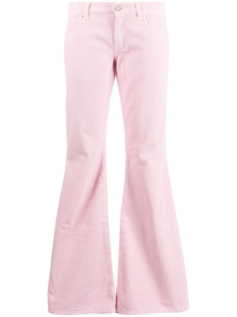 Pink Corduroy Flared Trousers