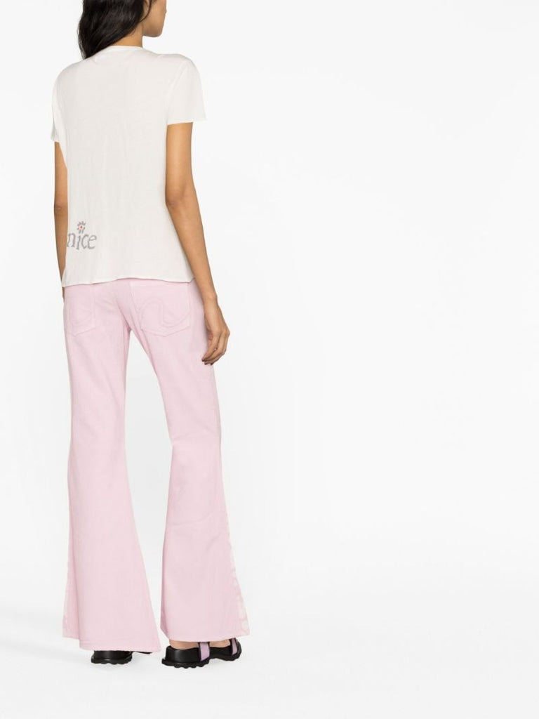 Pink Corduroy Flared Trousers