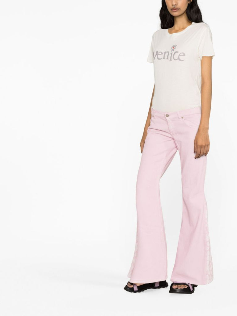 Pink Corduroy Flared Trousers