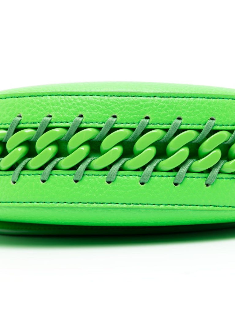 Fluo Green Medium Chain Faux Leather Shoulder Bag