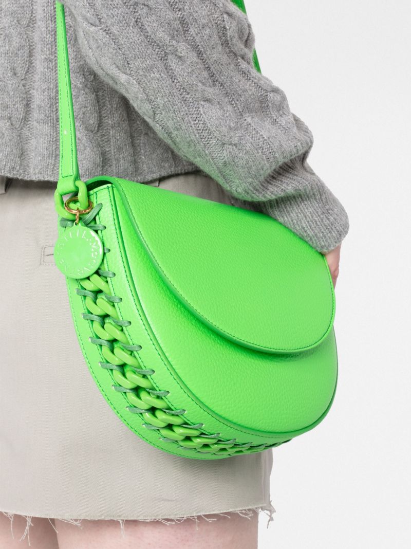 Fluo Green Medium Chain Faux Leather Shoulder Bag