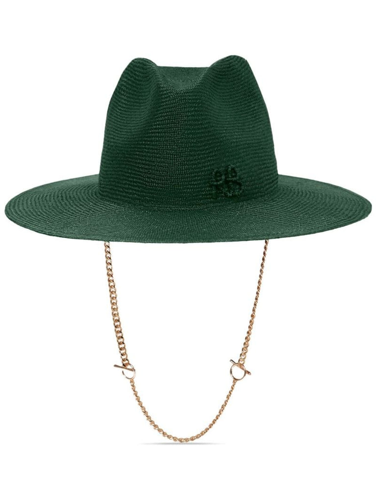 Emerald Green Straw Fedora Hat