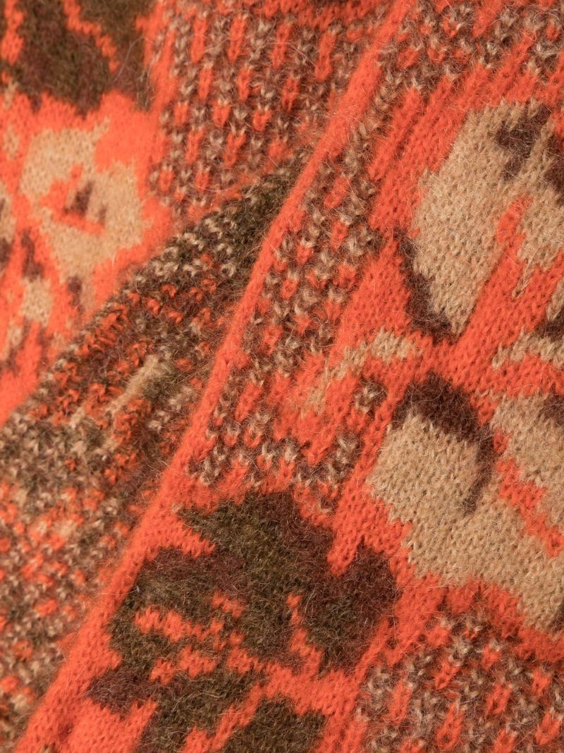 Orange Botanical-jacquard Scarf