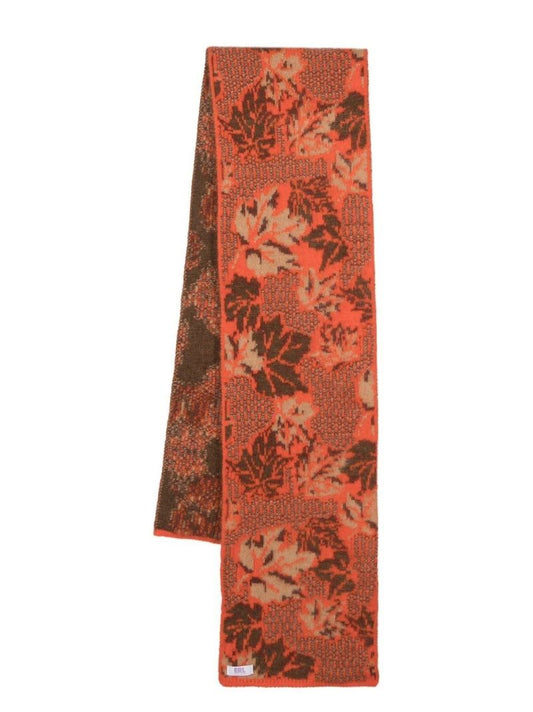 Orange Botanical-jacquard Scarf