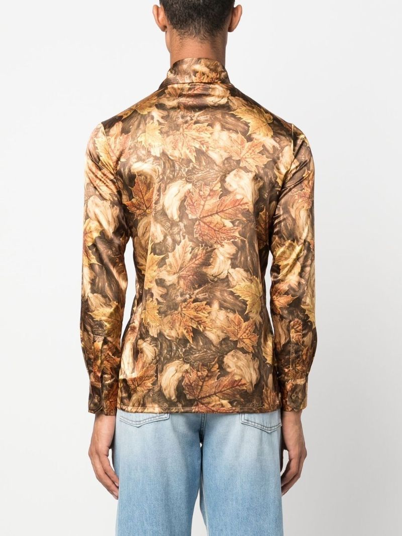 Brown Leaf Print Shirt