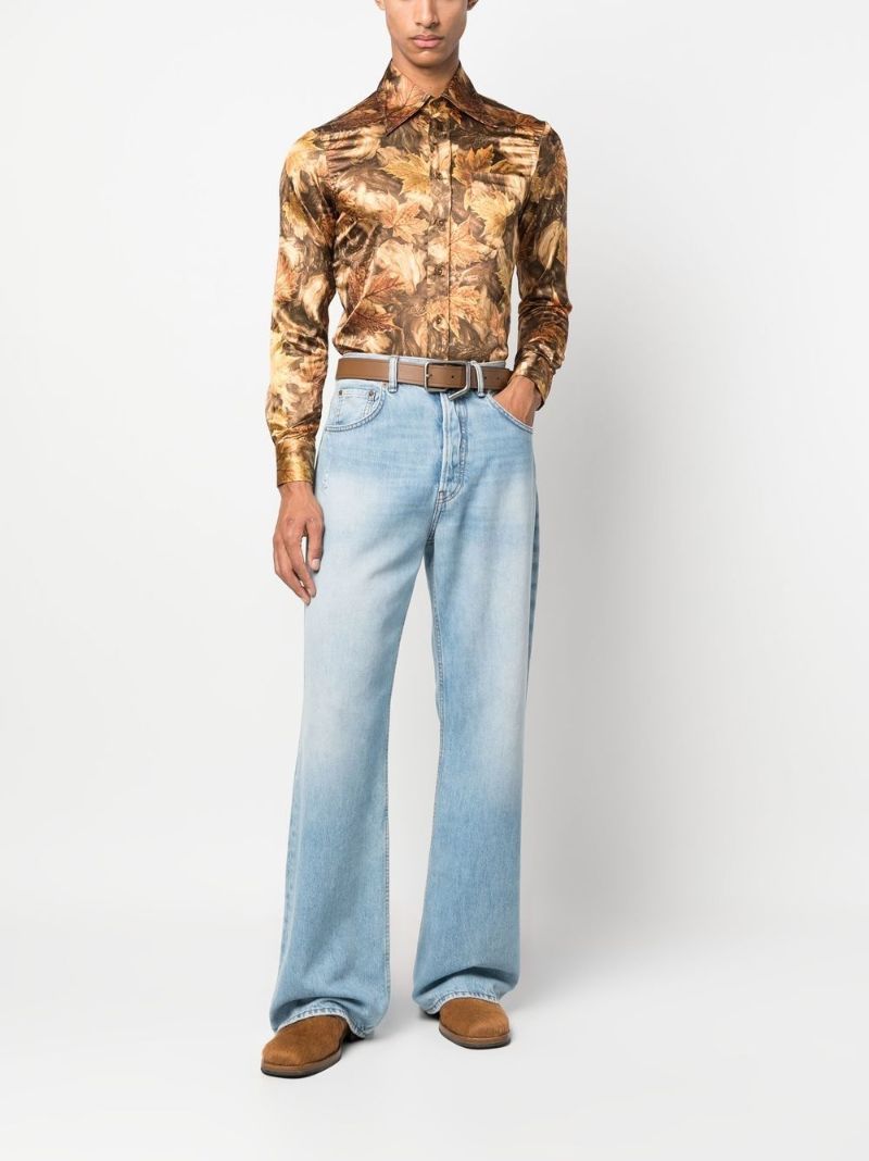Brown Leaf Print Shirt