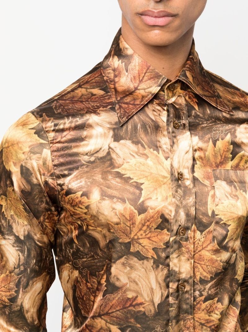 Brown Leaf Print Shirt