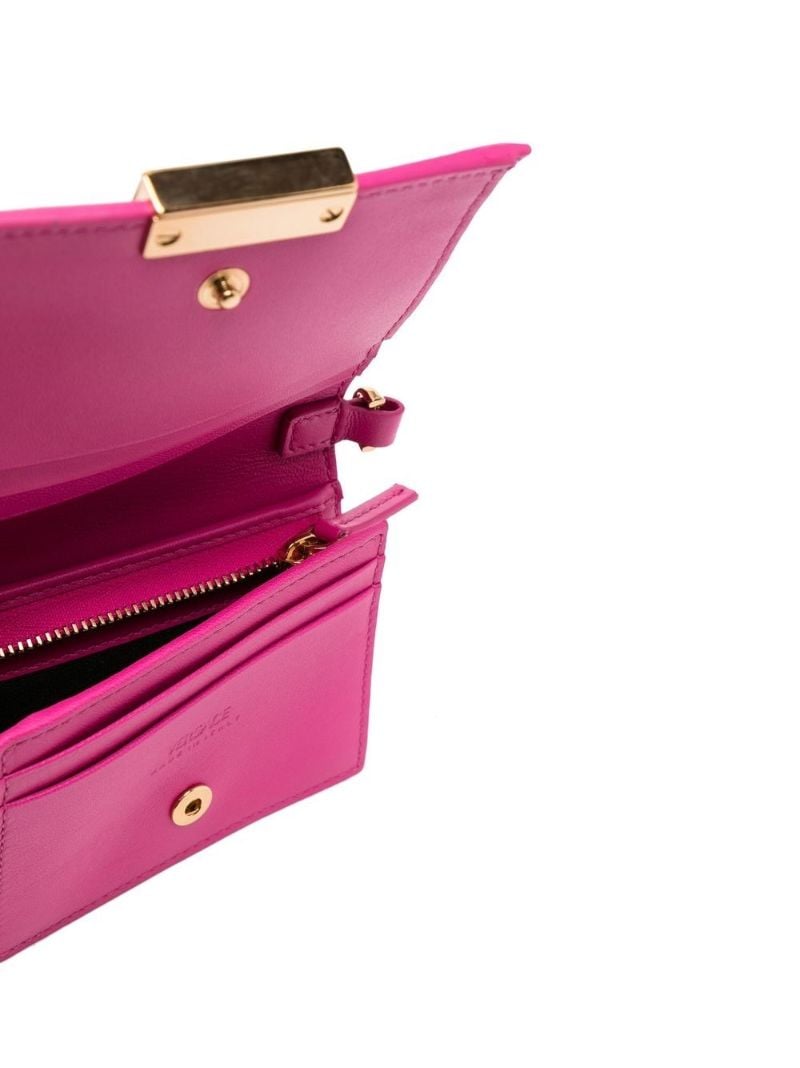 Pink Greca Goddess Leather Chain Wallet