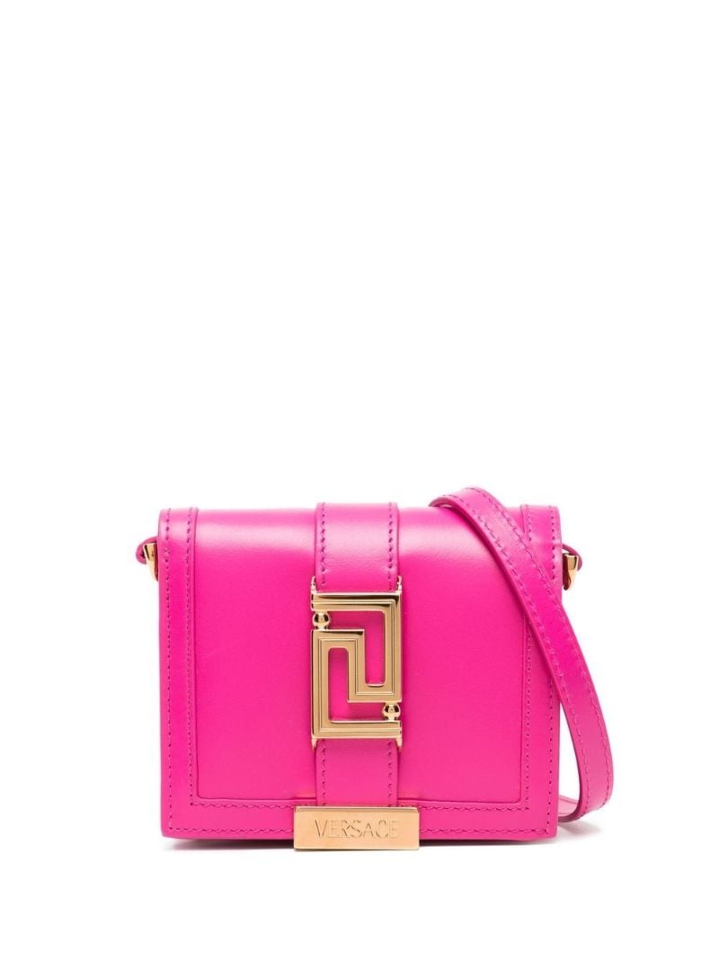 Pink Greca Goddess Leather Chain Wallet