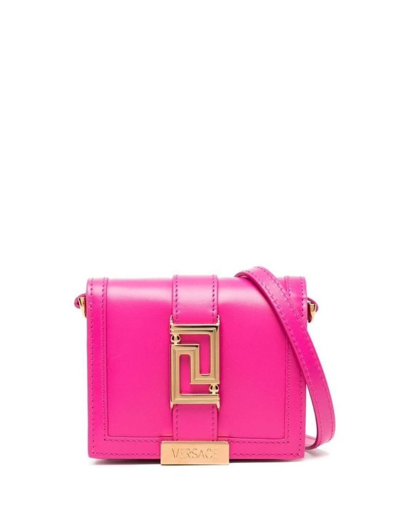 Pink Greca Goddess Leather Chain Wallet