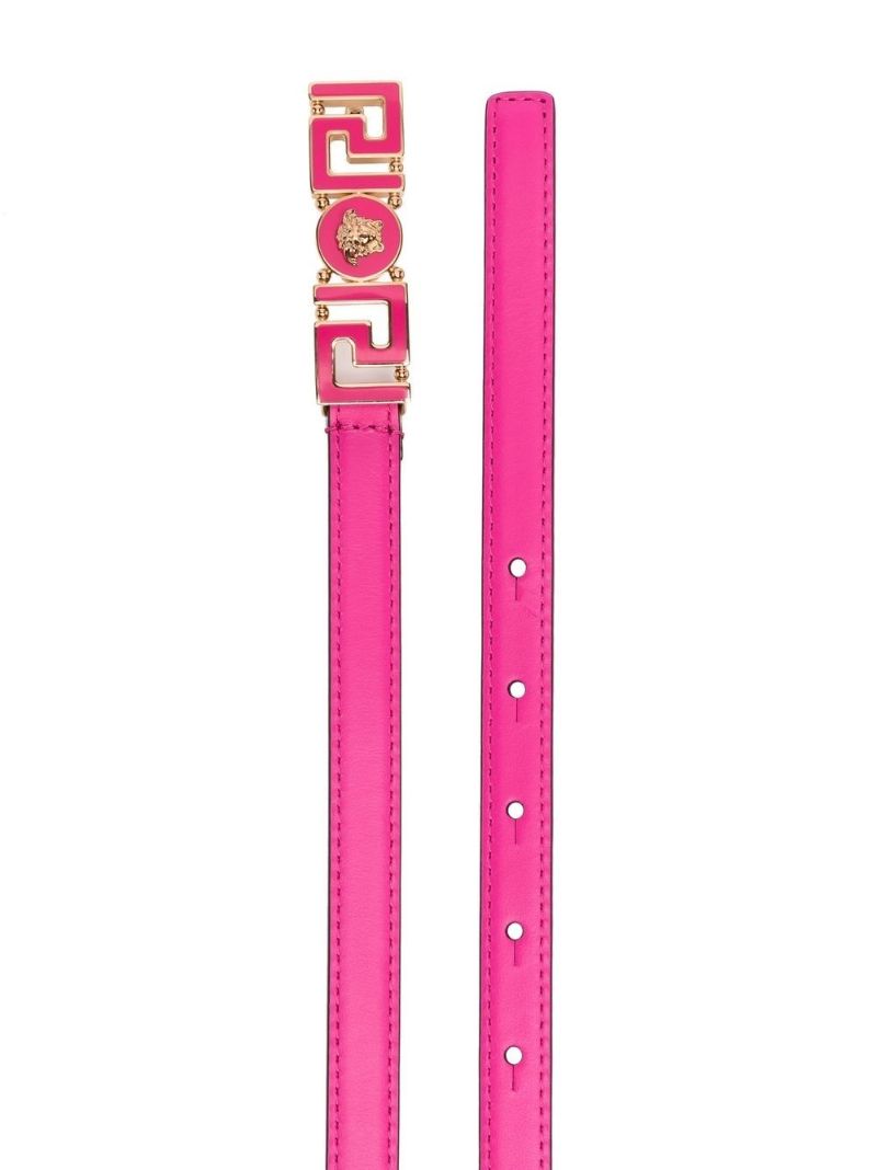 Pink Leather Greca Plaque Belt