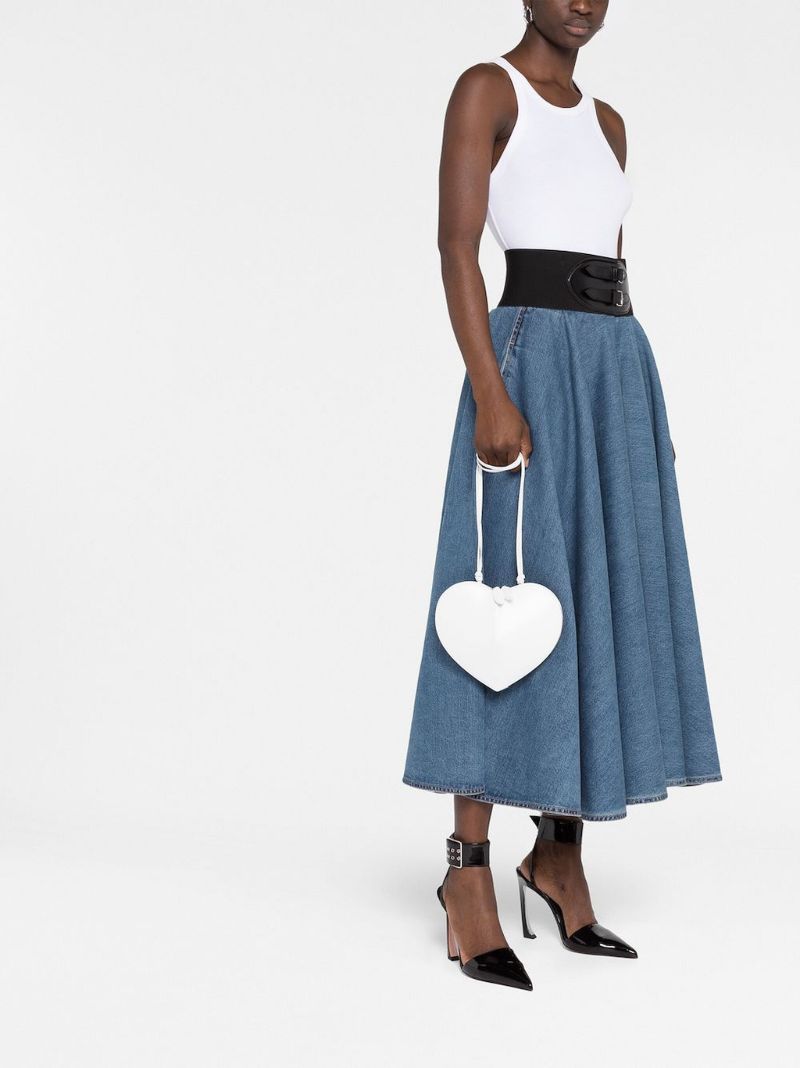 White Le Coeur Leather Cross Body Bag
