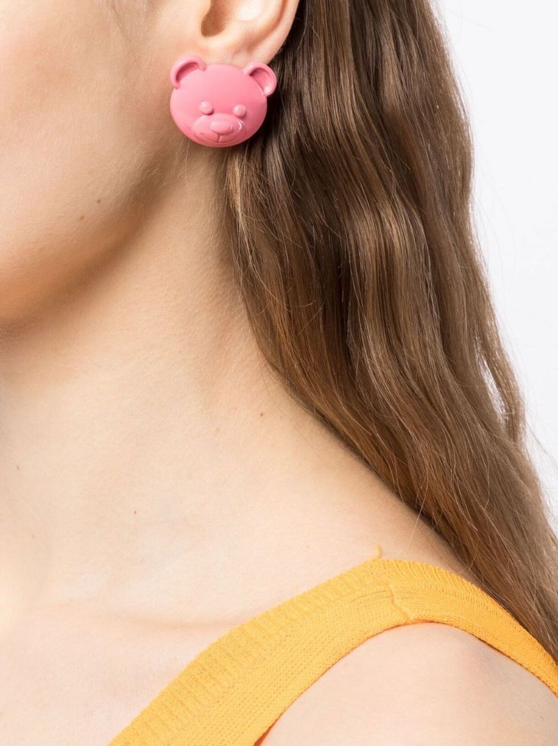 Pink Teddy Bear Stud Earrings