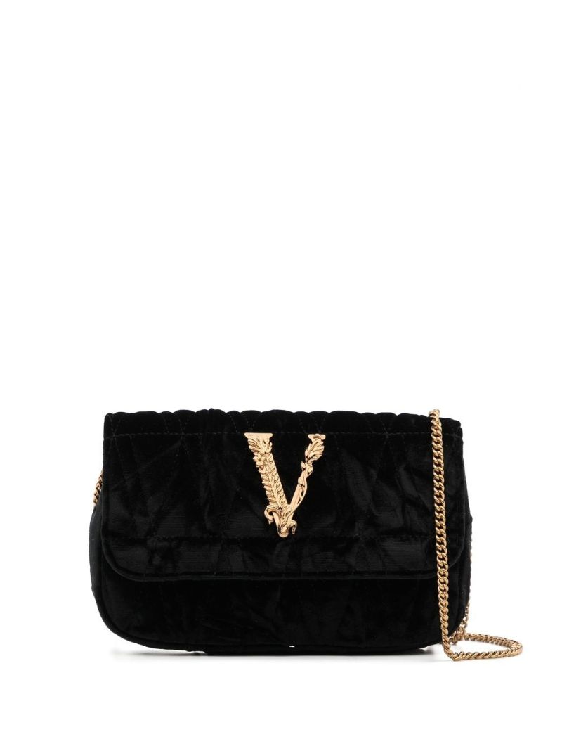 Black Virtus Velvet Shoulder Bag
