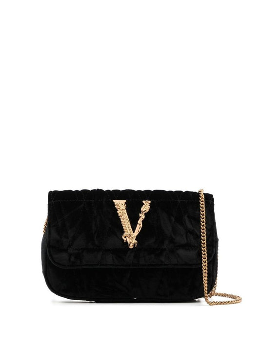 Black Virtus Velvet Shoulder Bag