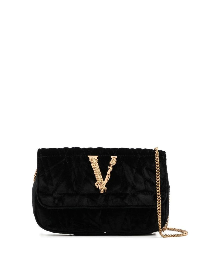 Black Virtus Velvet Shoulder Bag