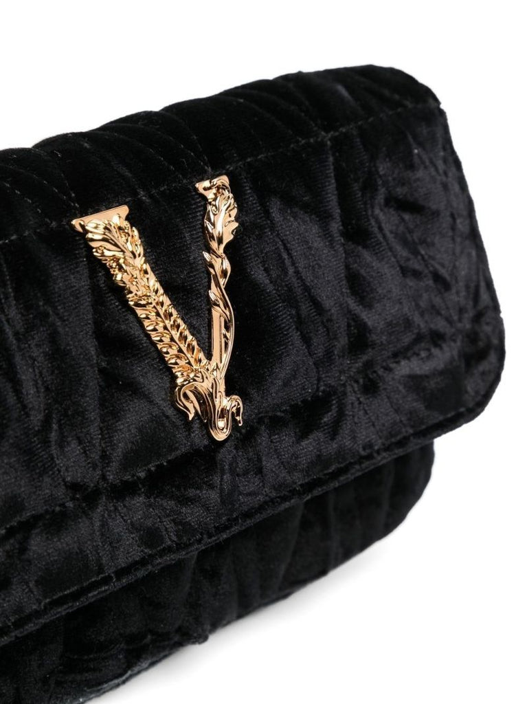 Black Virtus Velvet Shoulder Bag