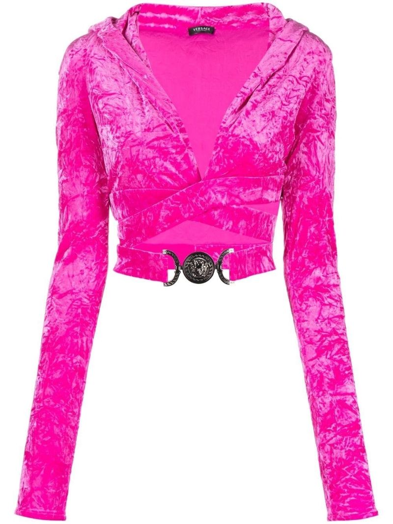 Pink Medusa Buckle Crossover Crop Top