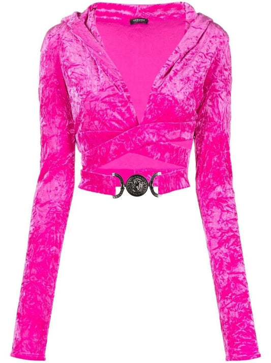 Pink Medusa Buckle Crossover Crop Top